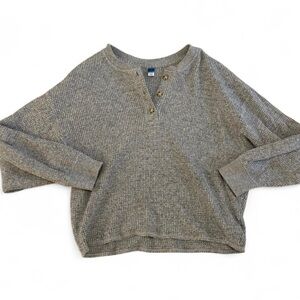 Old Navy Heather Gray Waffle Knit Top